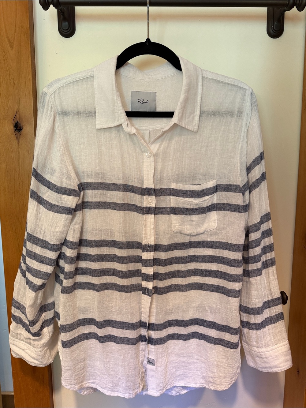 Rails Charli Riviera Stripe Button-Up Shirt with Navy Stripes